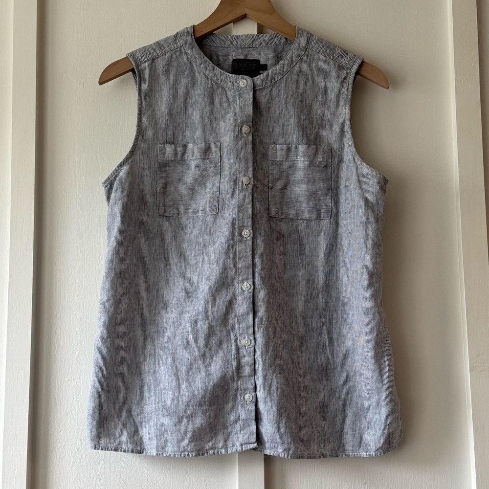 Pendleton Striped Sleeveless Button-Front Top Siz… - image 7
